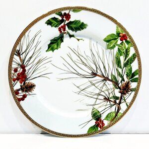 Dinner Plate, "Holiday Laurel" by St. Nicholas Square, 18 Karat Gold Band